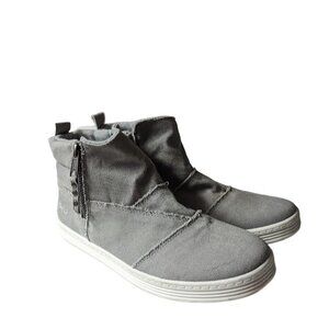 Blowfish Malibu Distressed Smoky Gray High Top Zip Up Sneaker Bootie Size 8 NWOB